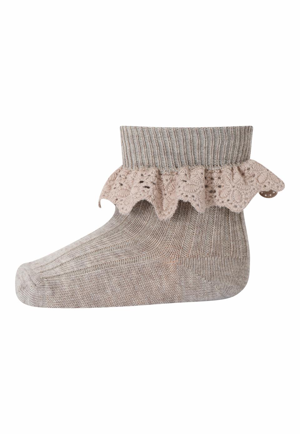 Corape kaf e hapur me dantell/lisa socks lace,light brown melange -Mp Denmark