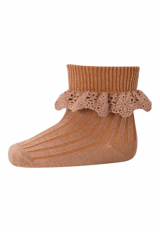 Corape kaf me dantell-Lisa socks lace tawny brown-Mp Denmark