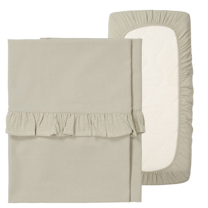 Set çarçafesh/ Wieglaken en hoeslaken set ruffle Frao sage/Koeka