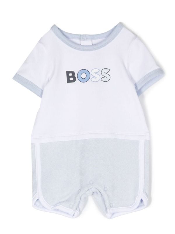 Rroba me mëngë të shkurtra me pambuk organik/logo-print short-sleeve romper-Boss
