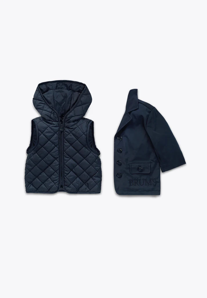Xhup me kapuç dhe jelek të shkëputshëm/ Trench con Cappuccio e Gilet Staccabile/ Brums
