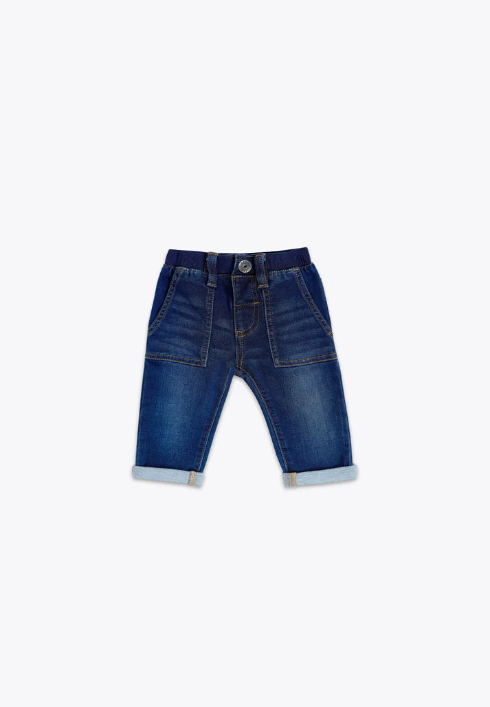 Pantallona xhins per beba/Pantalone con Elastico in Denim/Brums