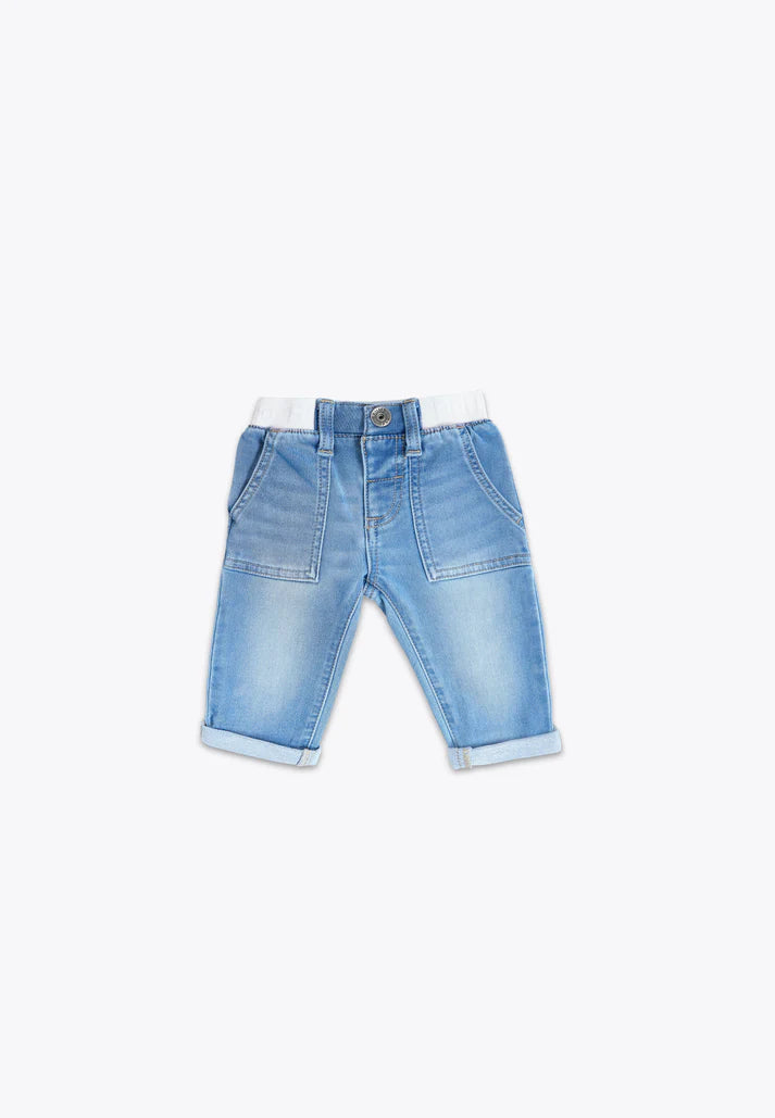 Pantallona xhins blu i hapur/Pantalone con Elastico in Denim/Brums