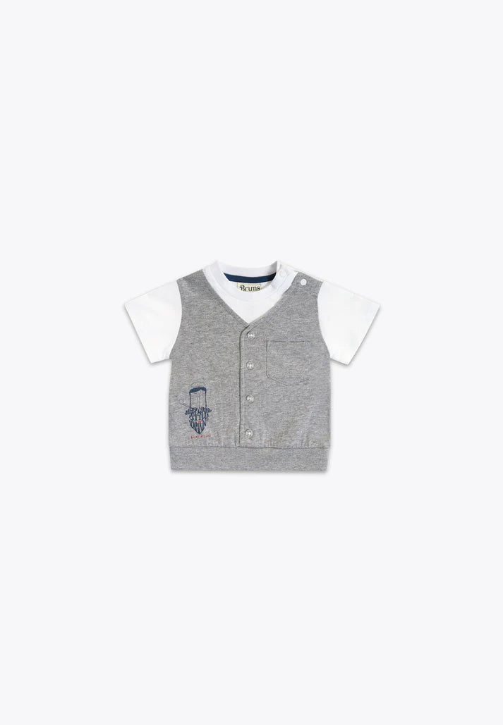Bluze me jelek falso/T-Shirt con Finto Gilet in Jersey/Brums