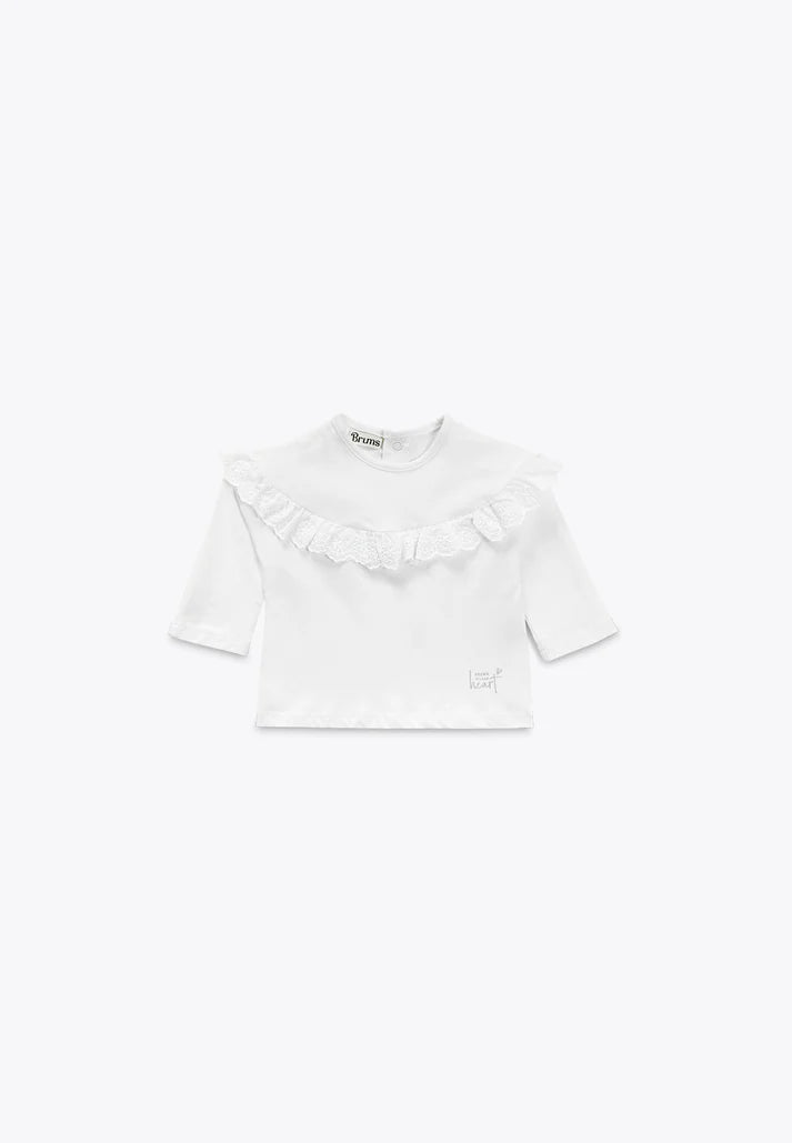 Bluze e bardhe me menge te gjata/T-Shirt in Jersey BCI/Brums