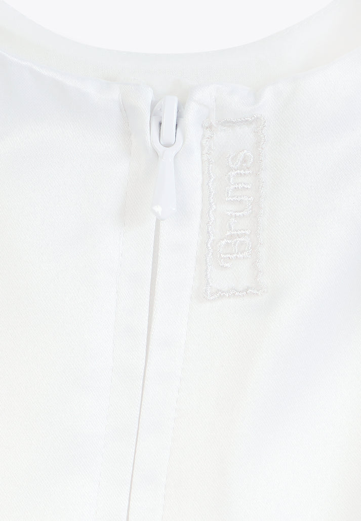 Fustan cerimonial Saten me shkelqim/Abito con Applicazioni in Raso Lucido e Organza/Brums