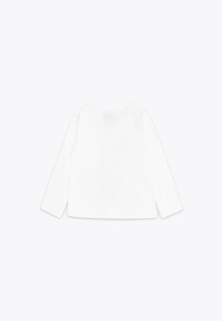 Bluze e bardhe me menge te gjata/ T-Shirt con Stampa in Jersey/ Brums