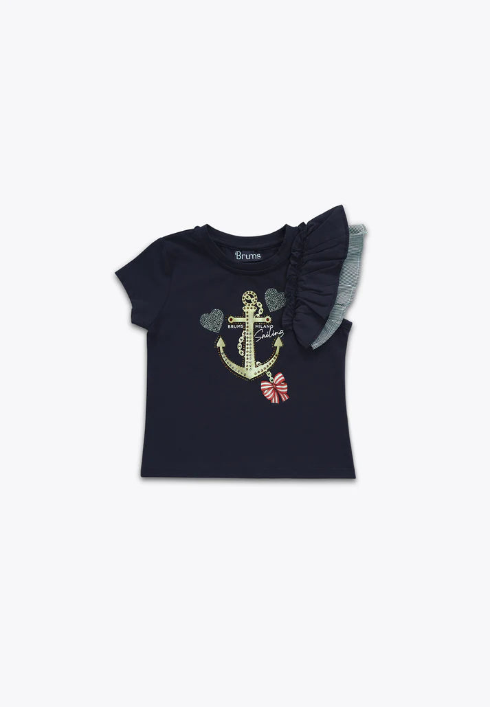 Bluze me pala në Jersey tek krahu/ T-Shirt con Volant in Jersey Stretch/Brums
