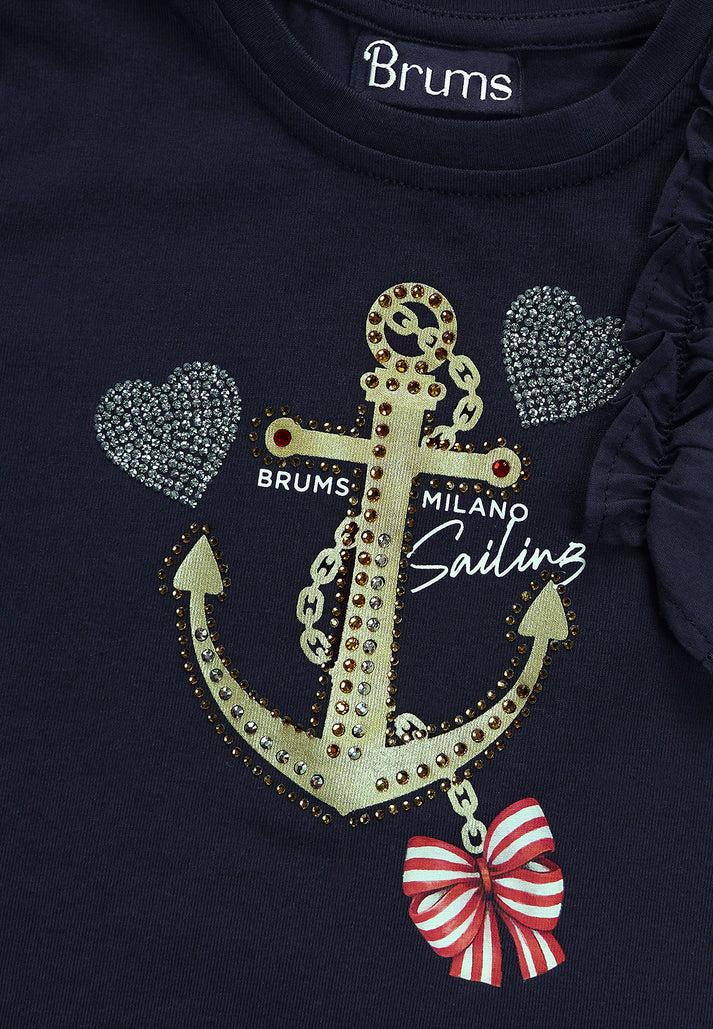 Bluze me pala në Jersey tek krahu/ T-Shirt con Volant in Jersey Stretch/Brums