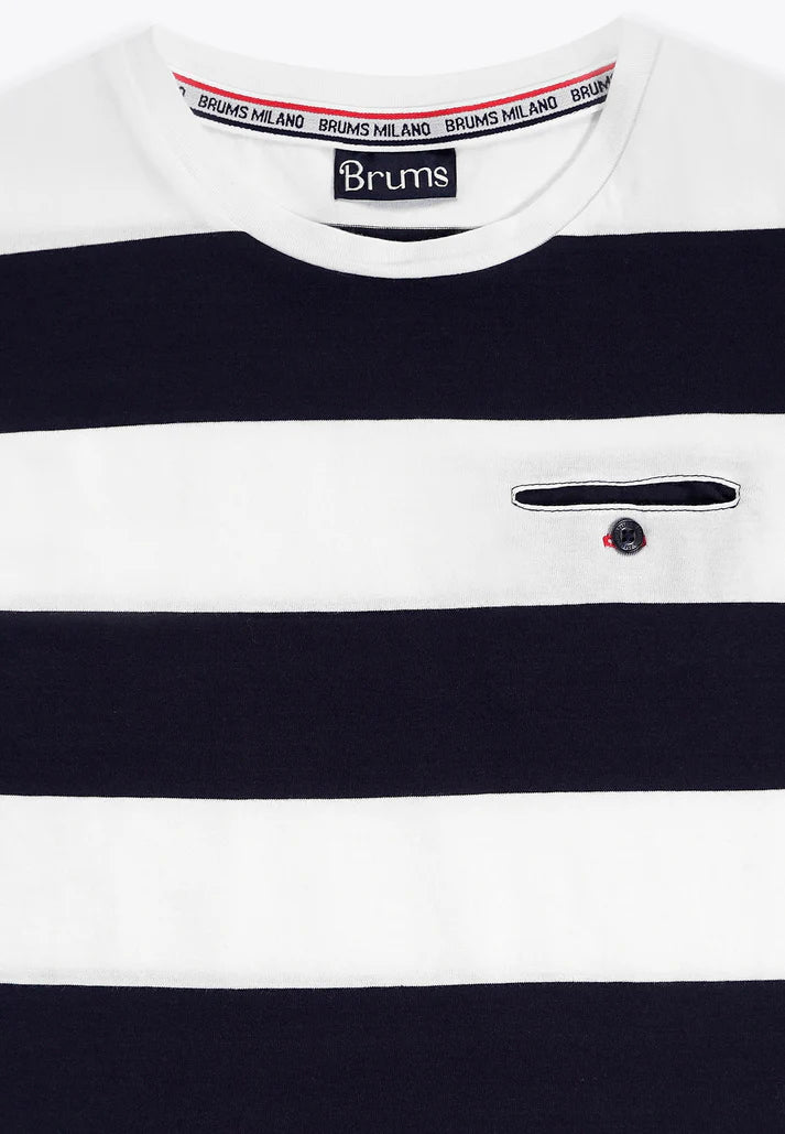 Bluze me vija me menge te shkurtra/T-Shirt Rigata in Jersey BCI/Brums