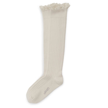 Corape deri ne gju me dantell/
Josephine soft lambskin socks -Collegien