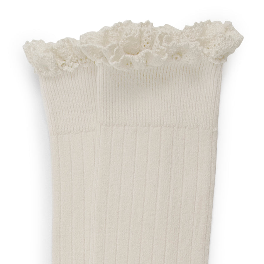 Corape deri ne gju me dantell/
Josephine soft lambskin socks -Collegien