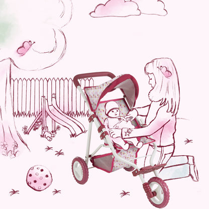 Karroc per kukulla me 3 rrota/3wheel buggy Happy Flower/GÖTZ
