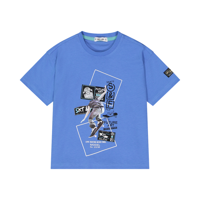 Bluze me menge te shkurtra/ T-shirt con stampa scritte da bambino/ Melby