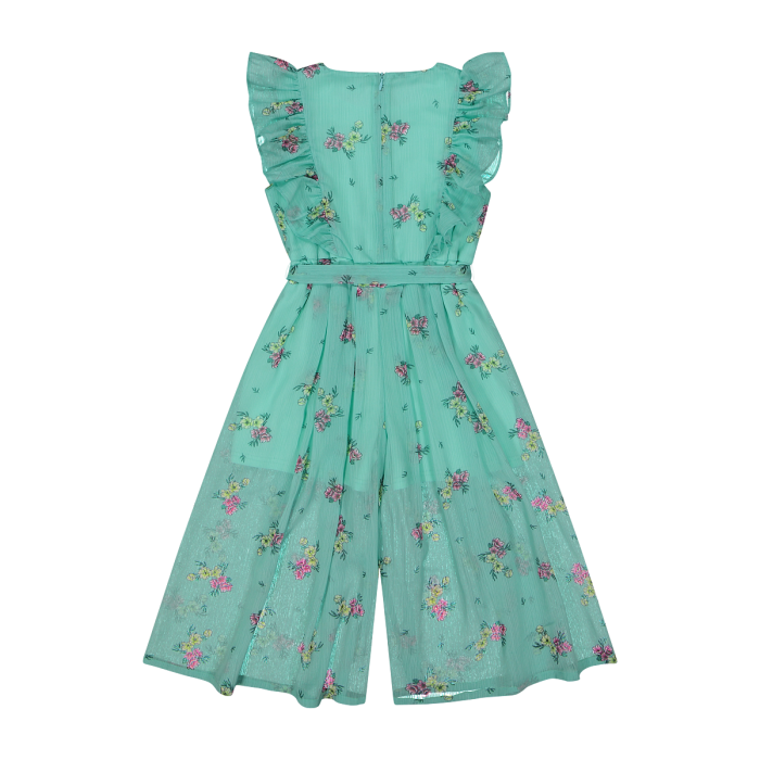 Jumpsuit cerimonial material krem/Tuta in creponne stampato bambina/Melby