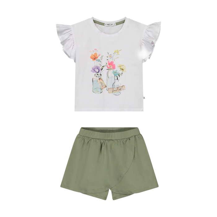 Kostum dy pjese per vajza/Completo in jersey stretch da bambina/Melby