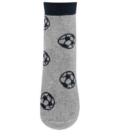 Corape me topa/Melton Socks w. Antislide Let's Go Grey Melange w. Football-Melton
