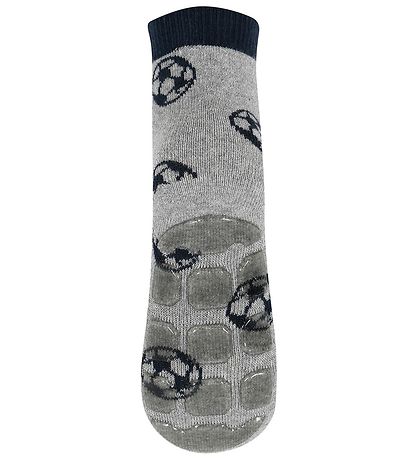 Corape me topa/Melton Socks w. Antislide Let's Go Grey Melange w. Football-Melton