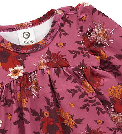 Badi me fund ngjitur me lule/ Bodysuit w. Skirt l/s - Bloomy - Boysenberry/Fig/Berry Ed-Müsli