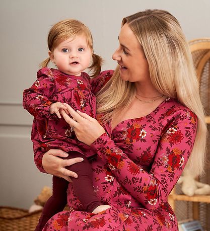 Badi me fund ngjitur me lule/ Bodysuit w. Skirt l/s - Bloomy - Boysenberry/Fig/Berry Ed-Müsli
