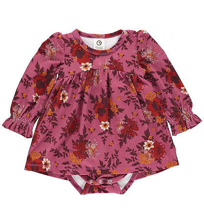 Badi me fund ngjitur me lule/ Bodysuit w. Skirt l/s - Bloomy - Boysenberry/Fig/Berry Ed-Müsli