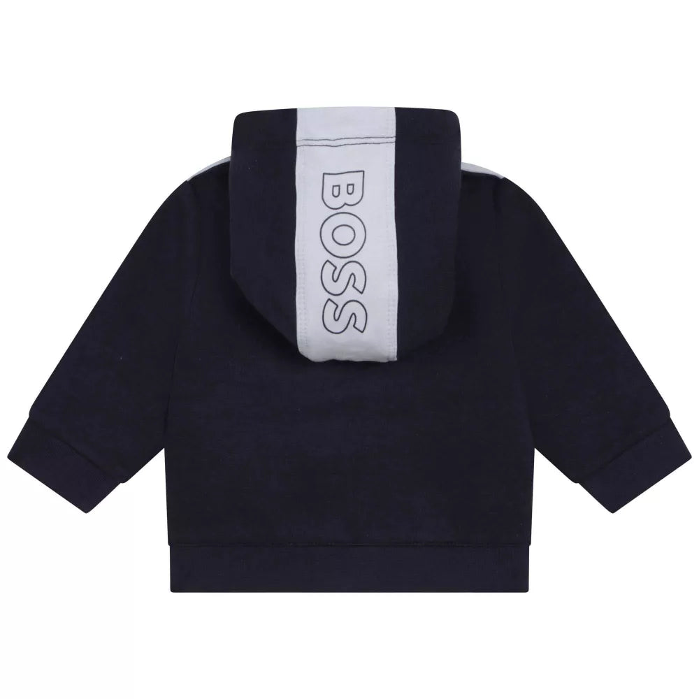 Set triko me zinxhir, tuta dhe bluze/Boys Navy Tracksuit + T Shirt Set-Boss