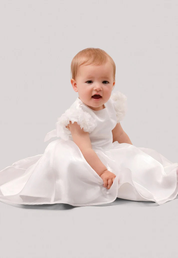 Fustan cerimonial Saten me shkelqim/Abito con Applicazioni in Raso Lucido e Organza/Brums