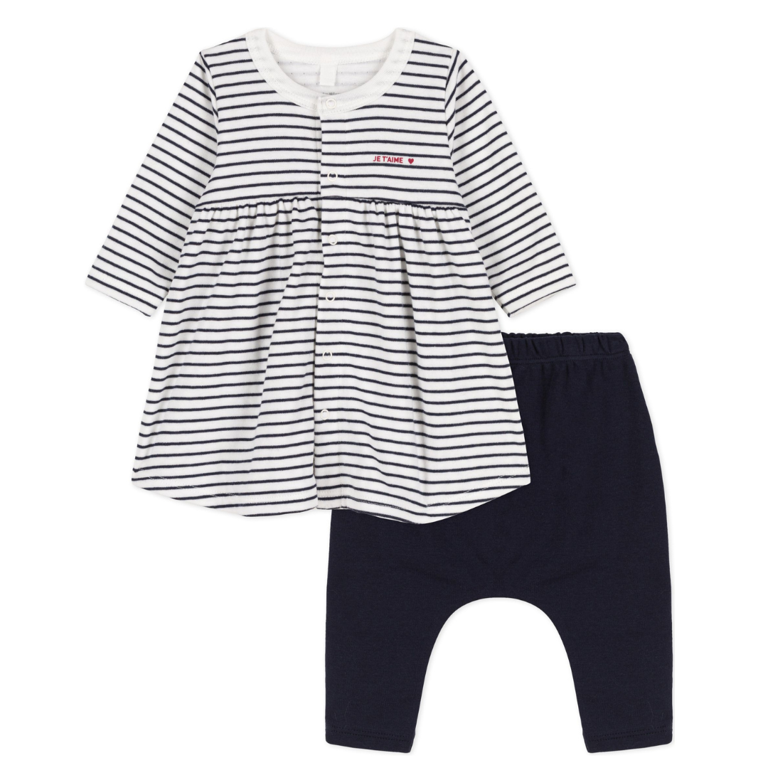 NAVY STRIPED DRESS SET
