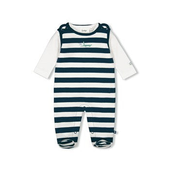 Kostum 2-pjesësh badi dhe bluze i gjatë me këmbë- 2-pc Romper stripe - Later Gator/Feetje