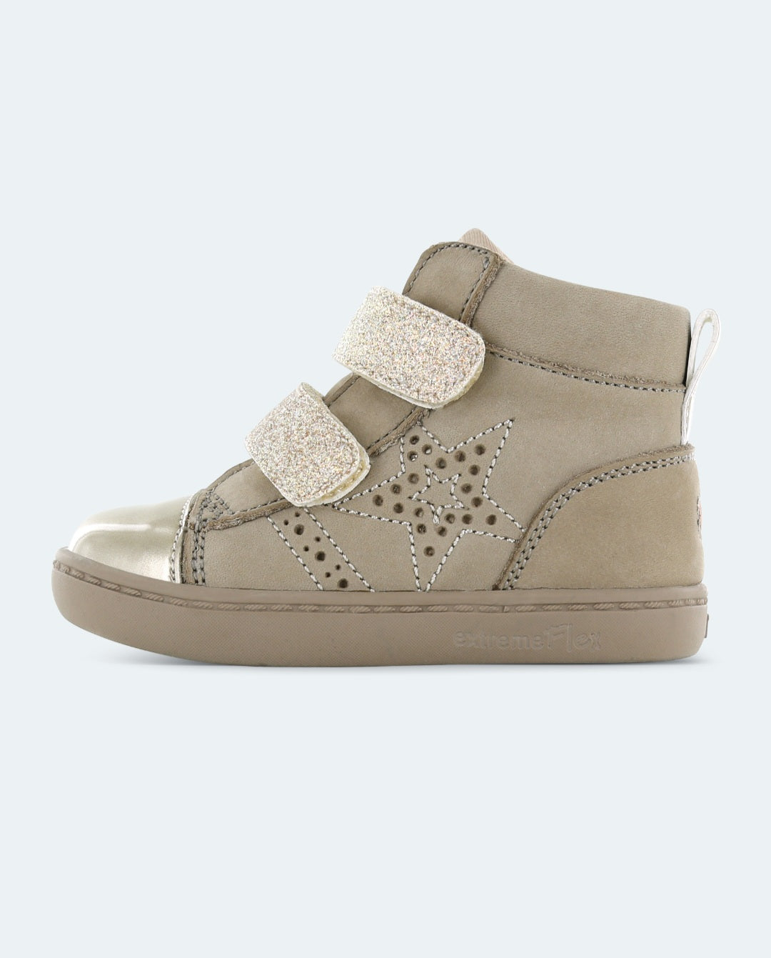 Këpucë bezhe me yll /extreme flex beige gold -Shoesme