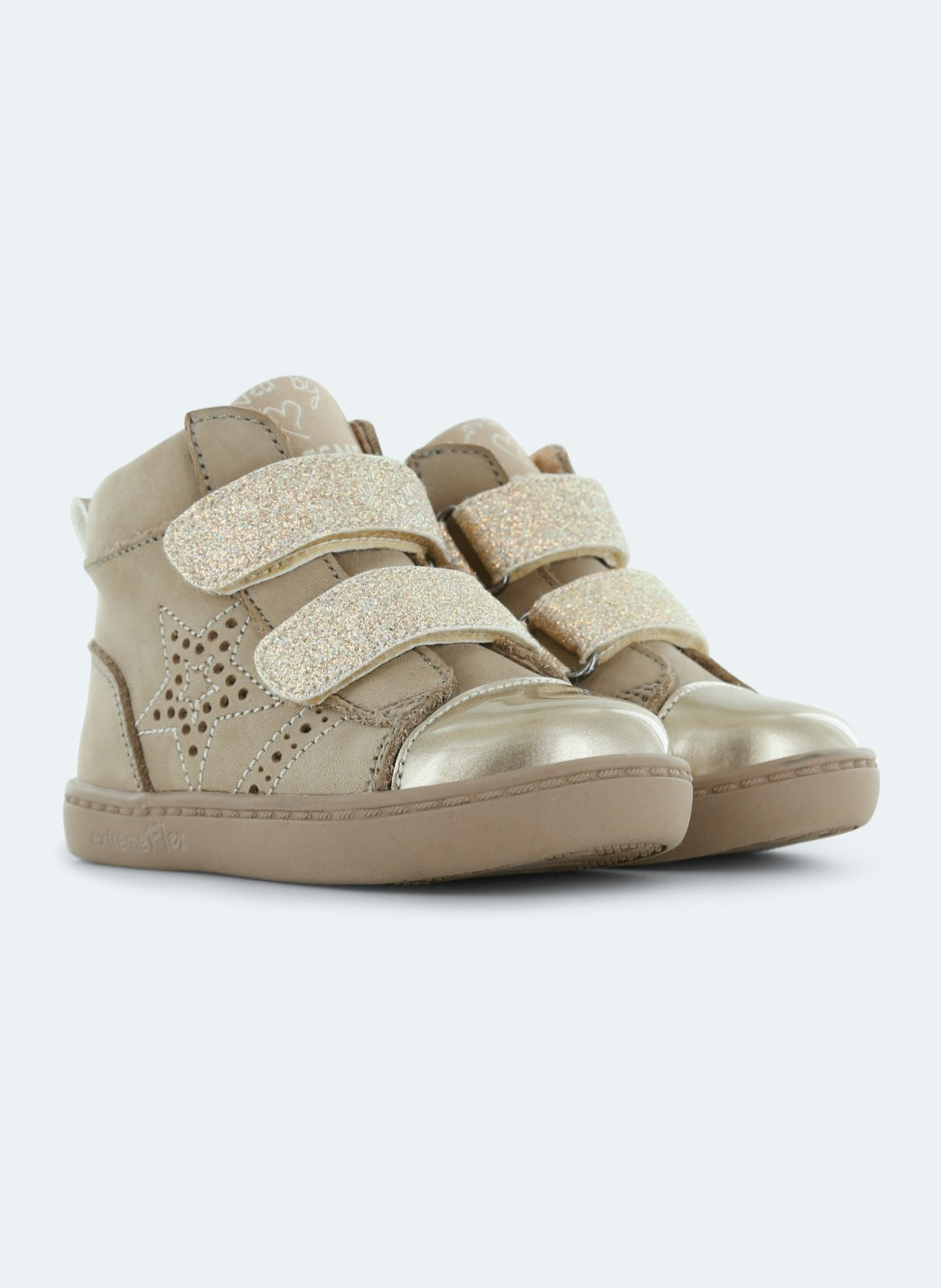 Këpucë bezhe me yll /extreme flex beige gold -Shoesme