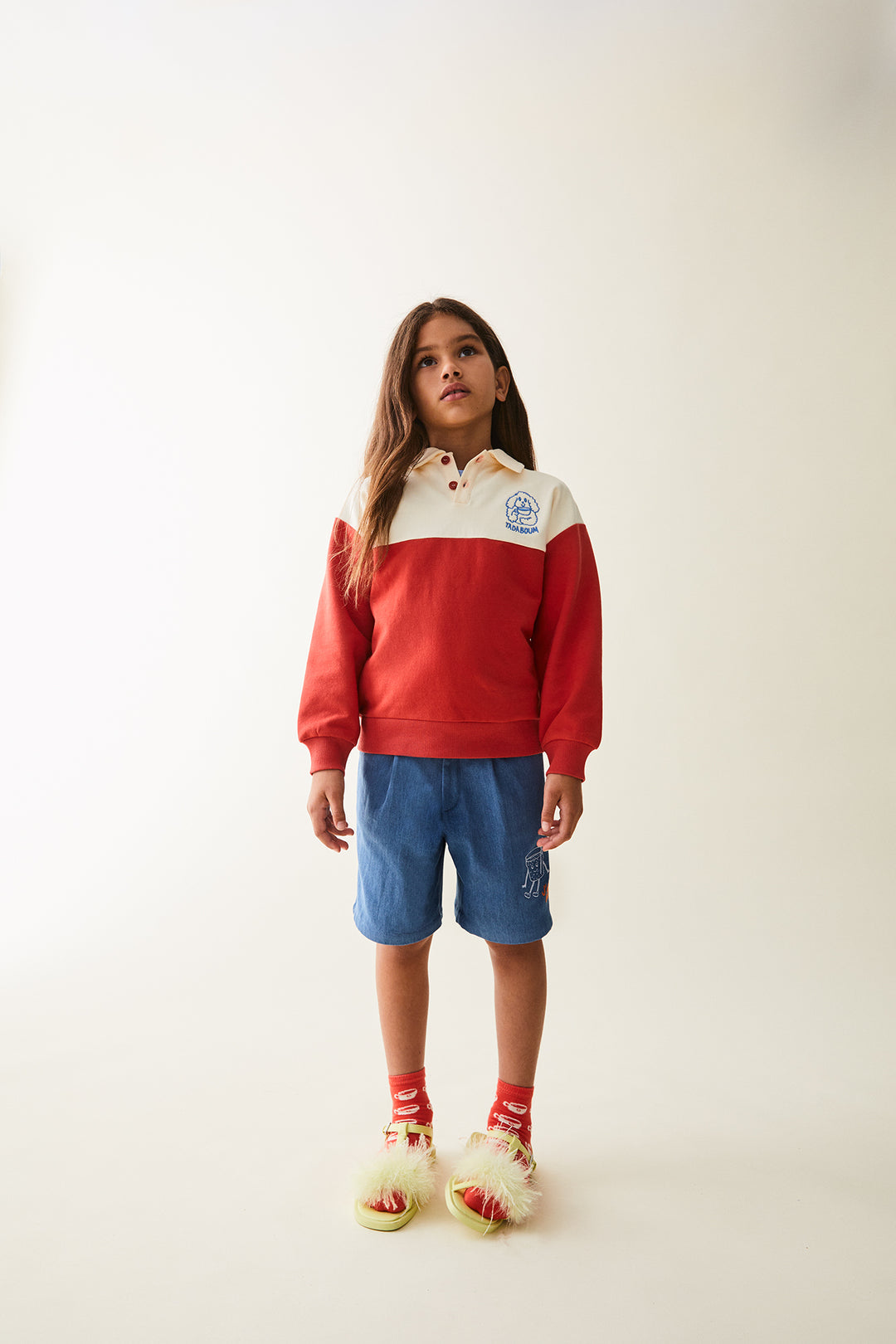 Triko e kuqe me te bardhe/Kendall sweatshirt-Maison Tadaboum