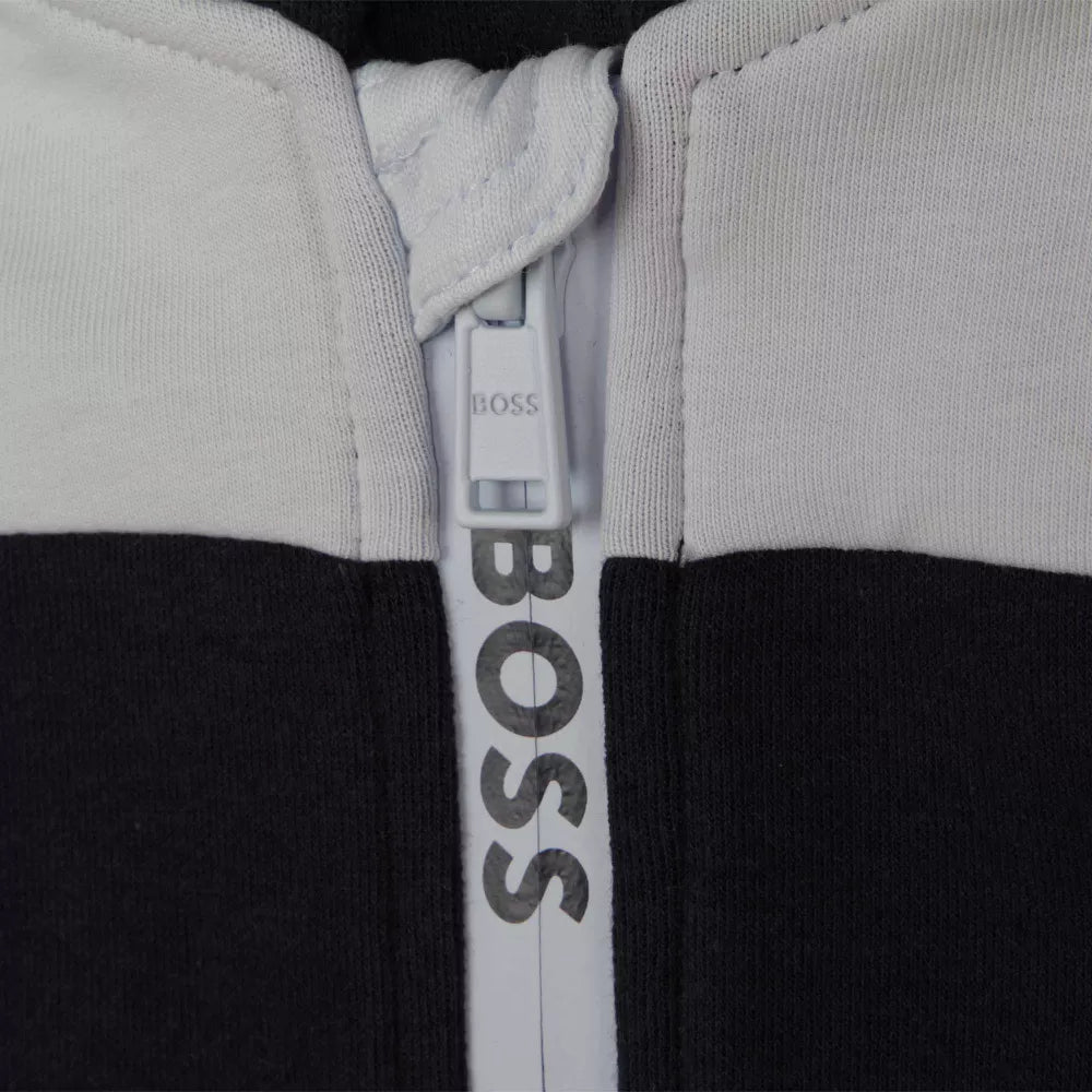 Set triko me zinxhir, tuta dhe bluze/Boys Navy Tracksuit + T Shirt Set-Boss