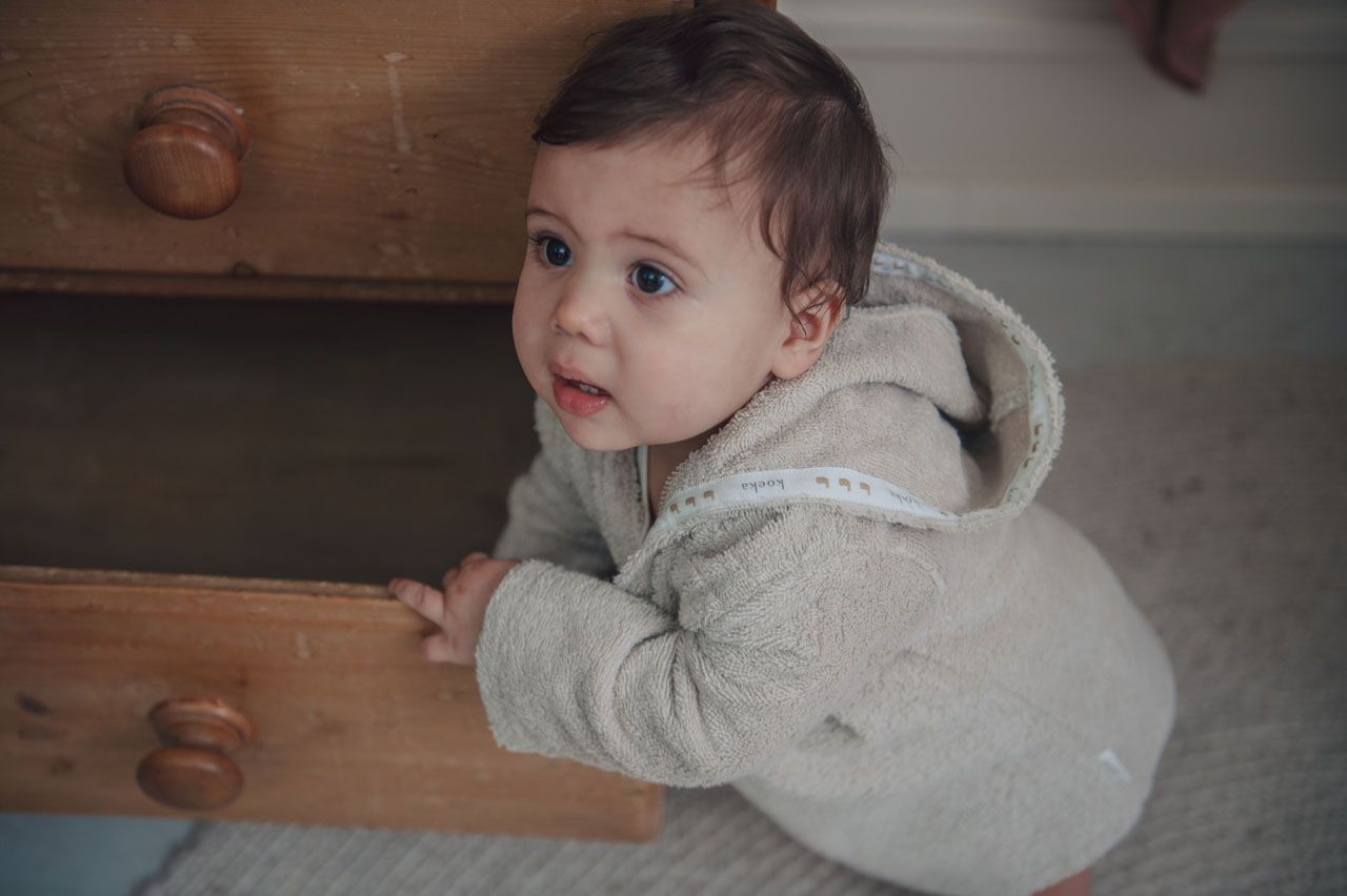 Robdishan per beba bezhe/Baby bathrobe dijon daily-Koeka
