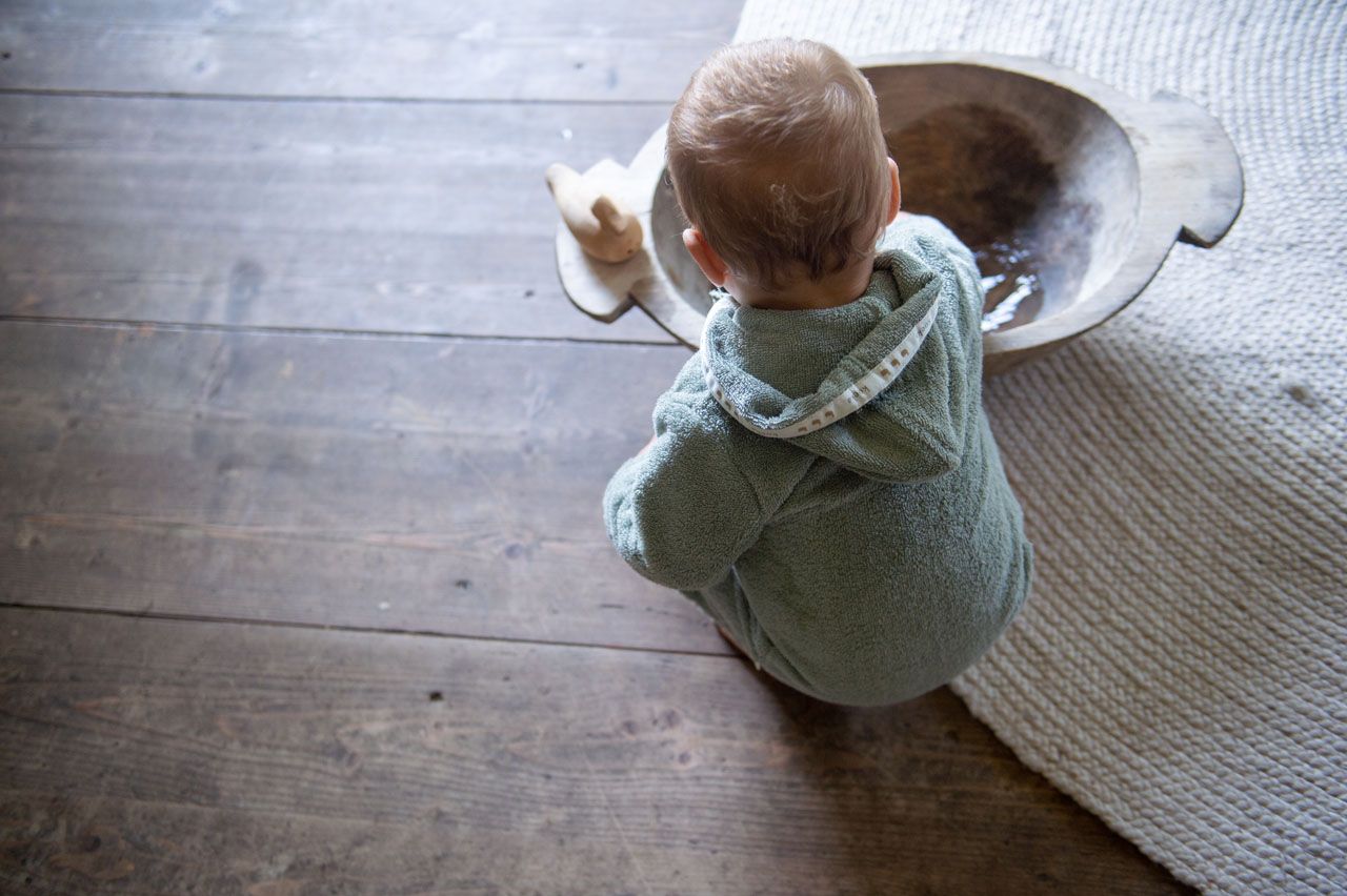 Robdishan per beba jeshile/Baby bathrobe dijon daily shadow green-Koeka