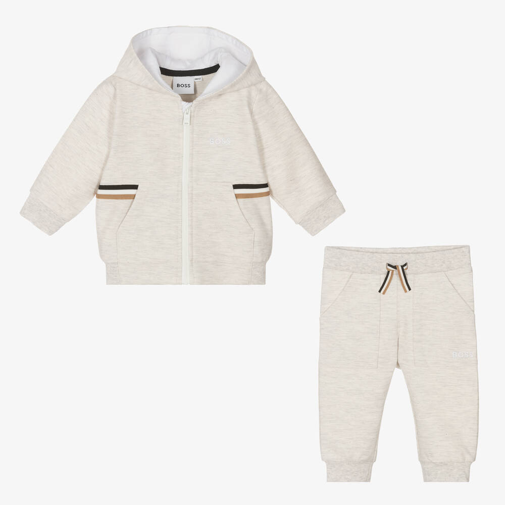 Kostum sportiv/Grey marl tracksuit for baby boys -Boss