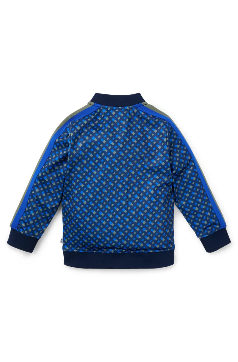 Triko sportive/KIDS' ZIP-UP JACKET WITH MONOGRAM PRINT AND STRIPES-Boss