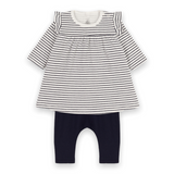 NAVY STRIPED DRESS SET