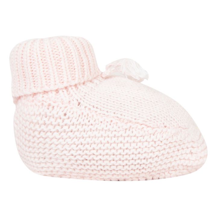 Pupa të thurura Rozë e zbehtë/Knitted Booties Pale pink-Tartine et chocolat
