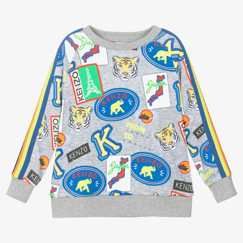 Triko me ikona -grey marl sweatshirt for boys -Kenzo