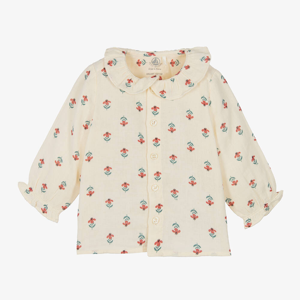 Bluze e lehte prej nape organik/girls ivory organic cotton blouse
-Petit Bateau