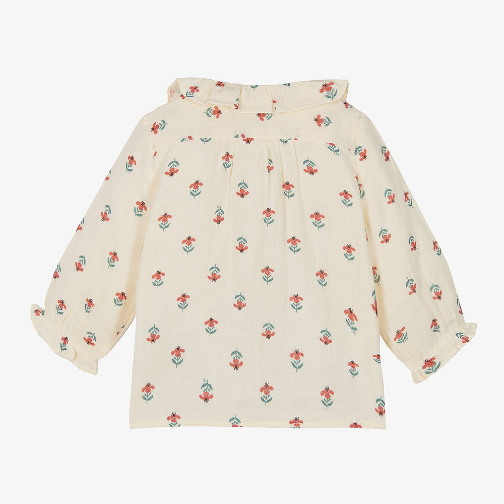 Bluze e lehte prej nape organik/girls ivory organic cotton blouse
-Petit Bateau