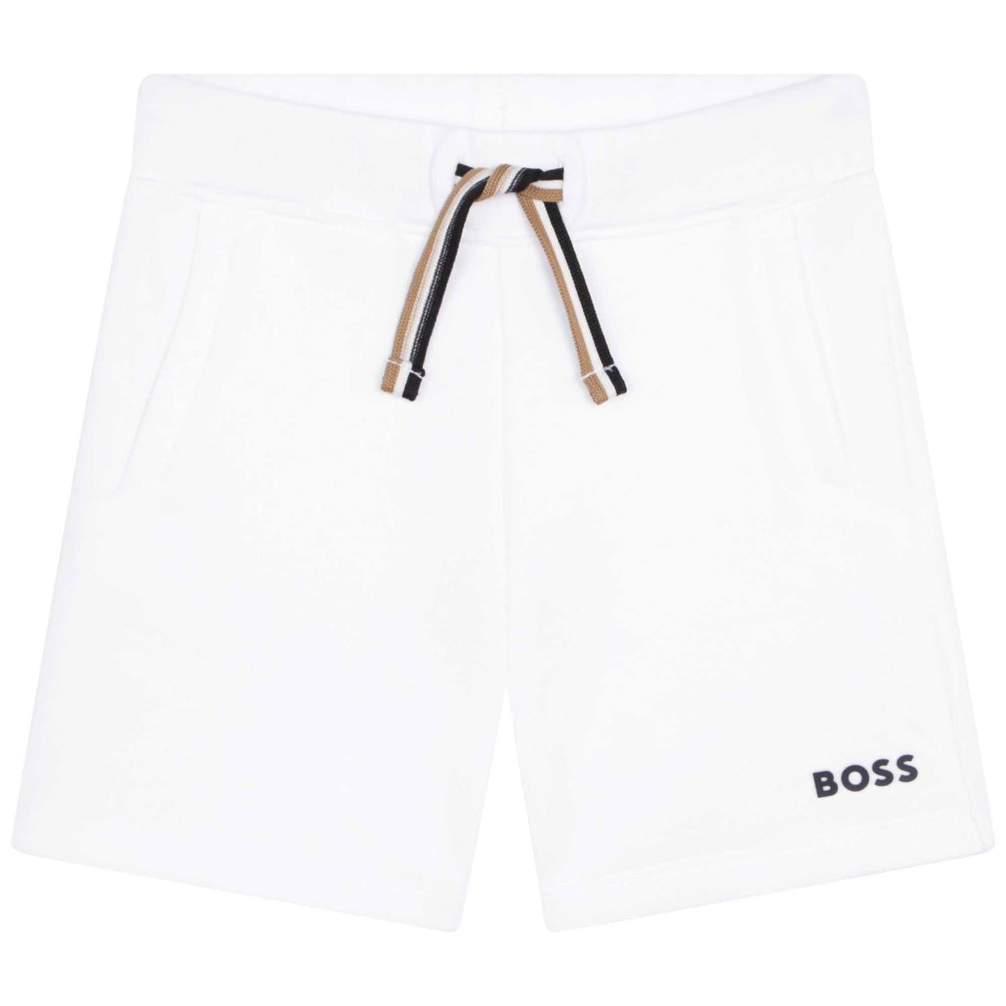 Bluze blu e erret dhe tuta te bardha/BOYS NAVY BLUE & WHITE COTTON SHORTS SET-Boss