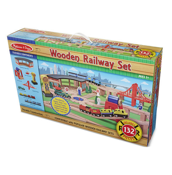 Wooden railway set/Lodra 'Set Hekurudhe'-Melissa&Doug