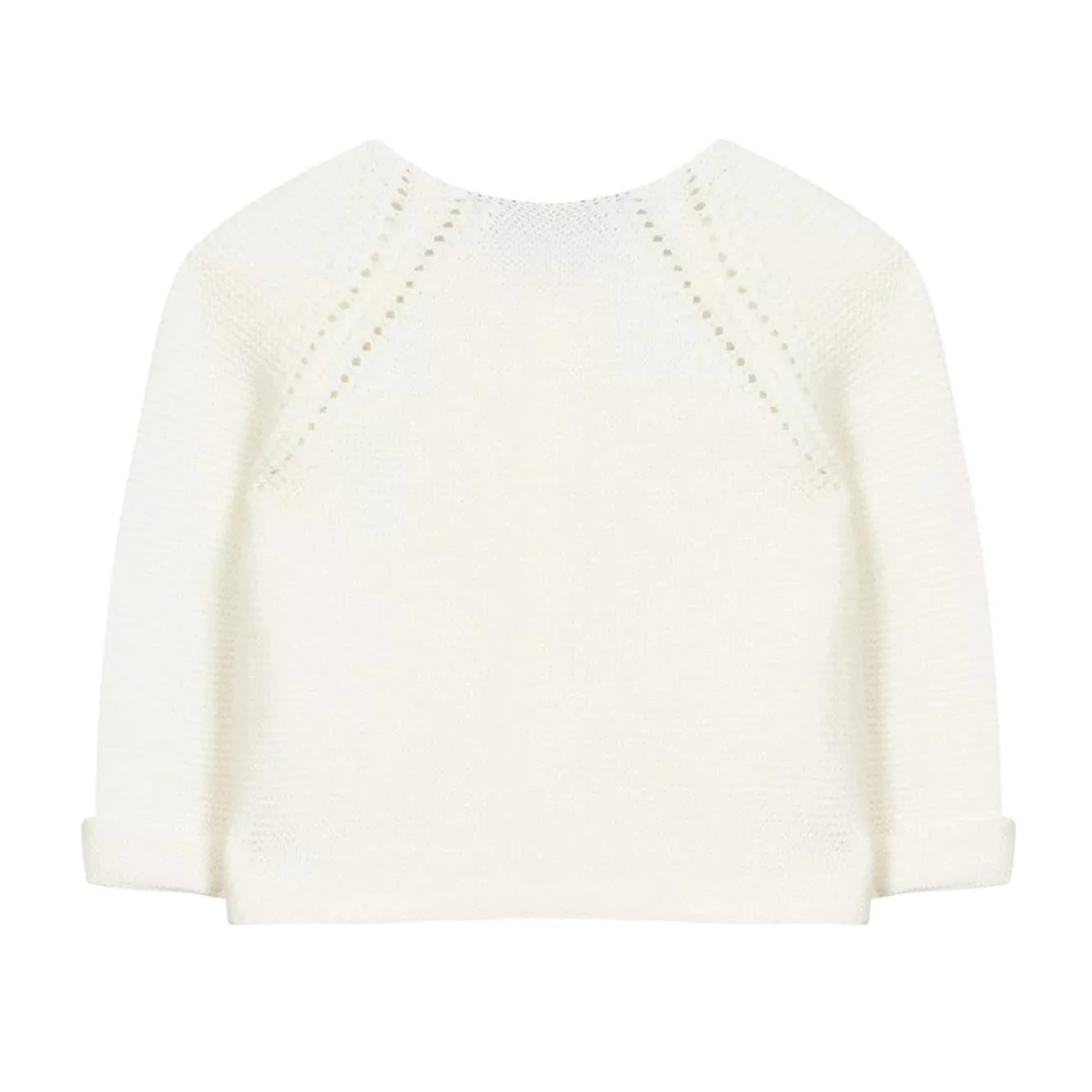 Bluze e bardhe me kopsa e qendisur/ Cardigan ecru in Knitwear-Tartine et chocolat