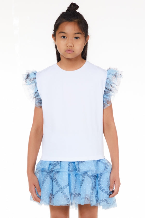 Bluze e bardhe me krahe te shkurtra blu/T-Shirt Liu-Jo