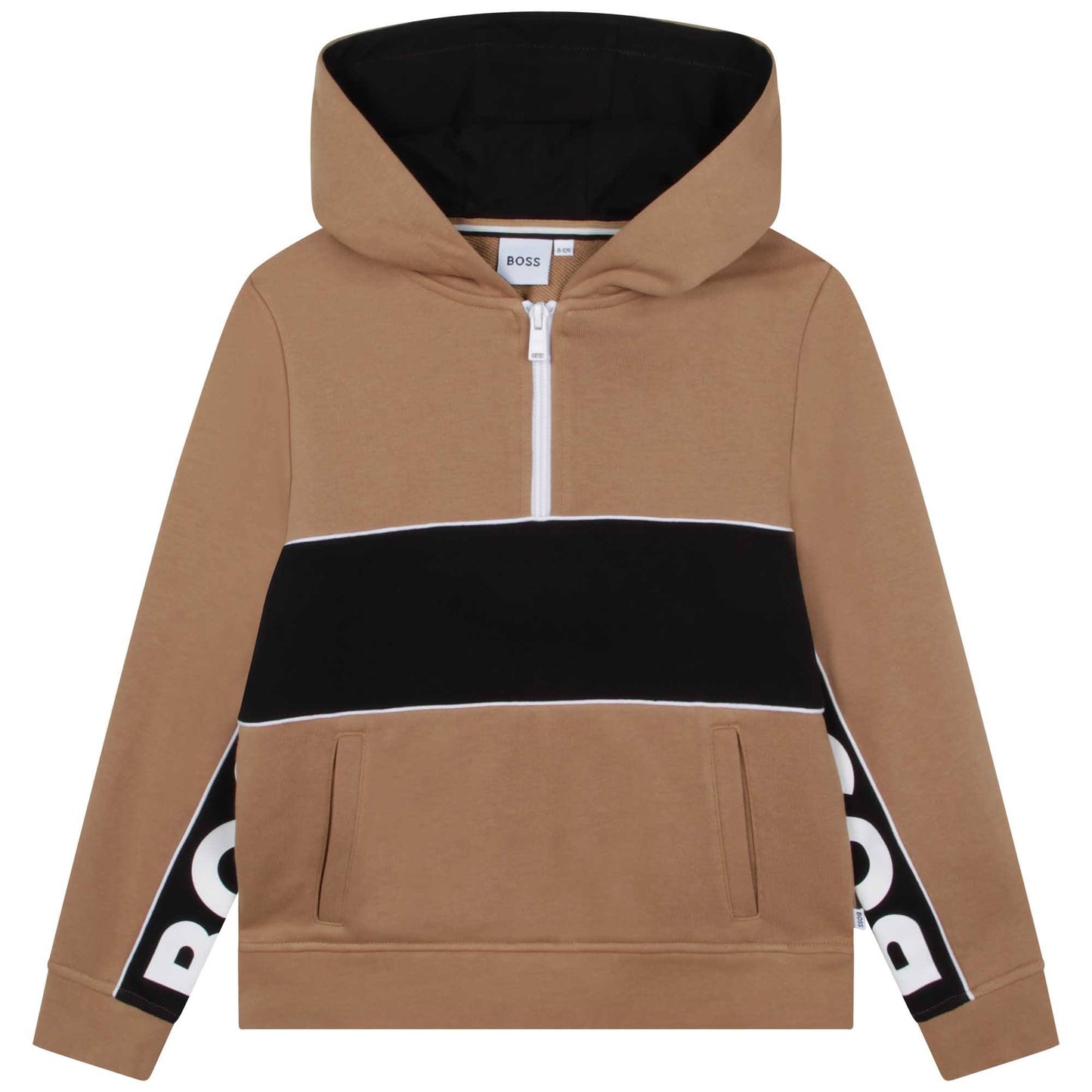 Hudi me kapuc me printimin e logos/Logo print zip -up hoodie-Boss