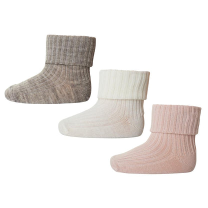 Çorape roz-Wool Rib baby Socks-Mp Denmark