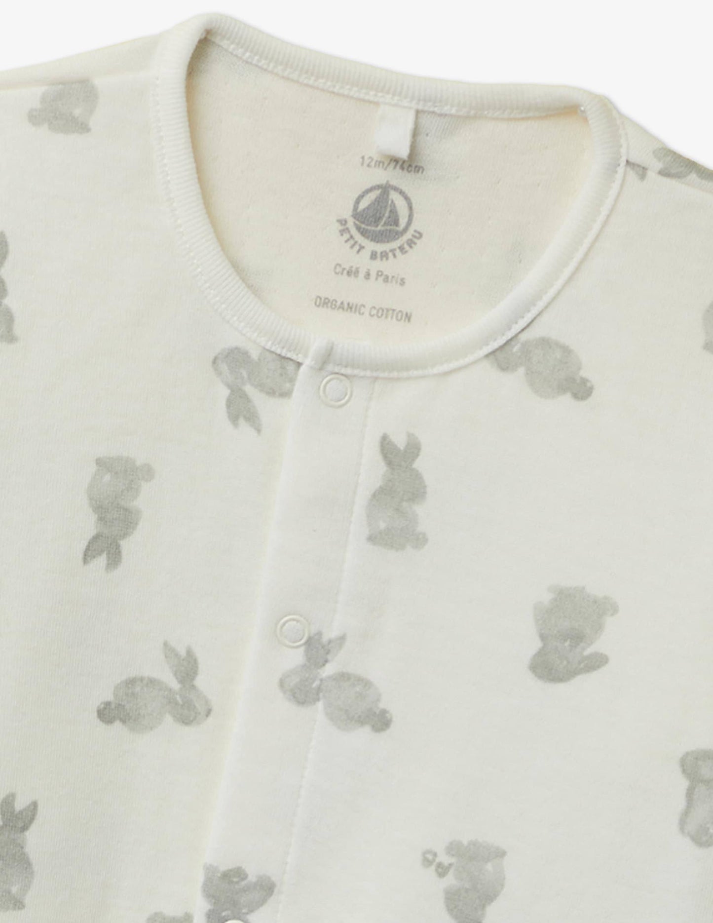 Pizhama me lepurusha/ white multi bunny print footie-Petit Bateau