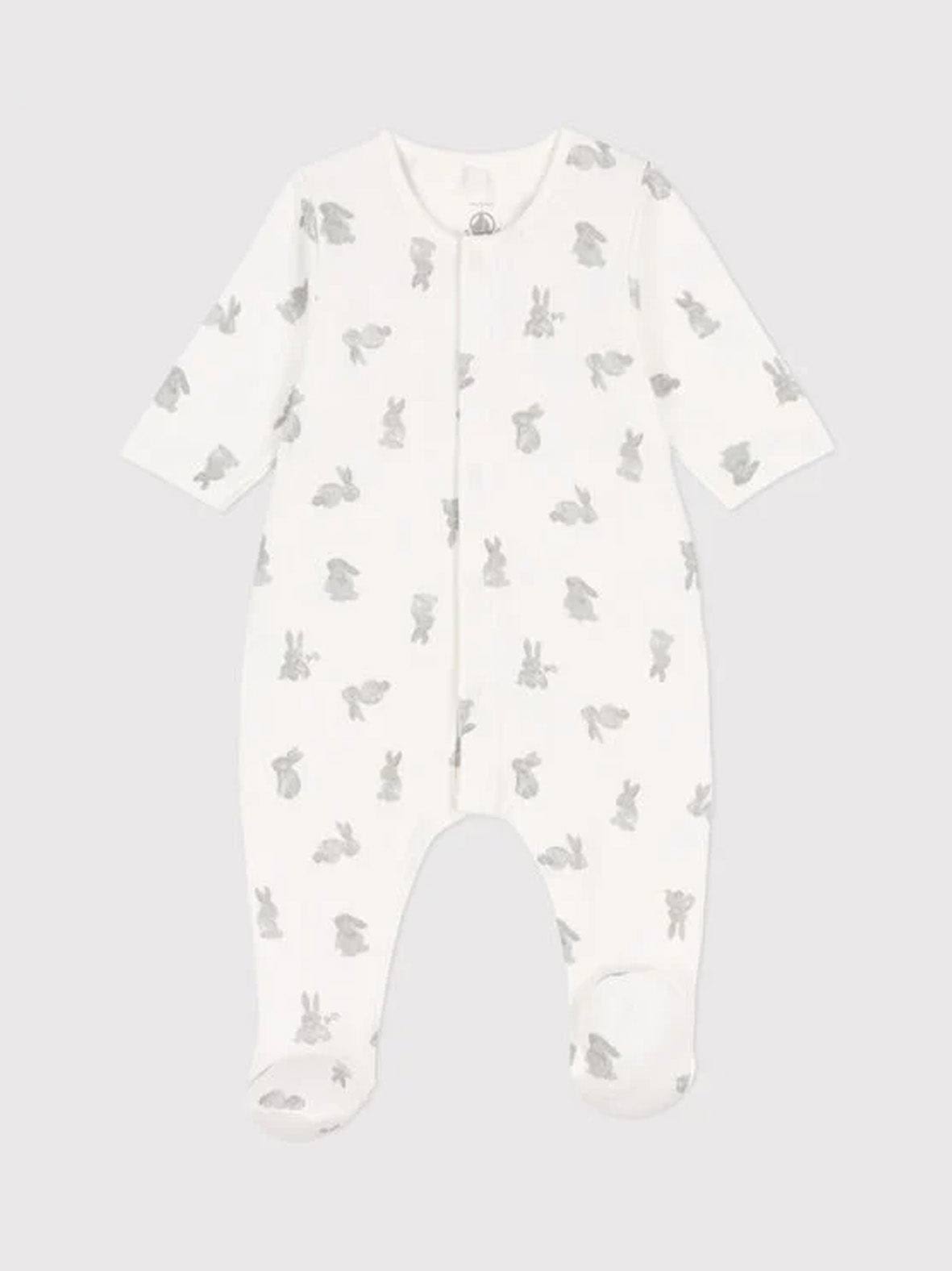 Pizhama me lepurusha/ white multi bunny print footie-Petit Bateau